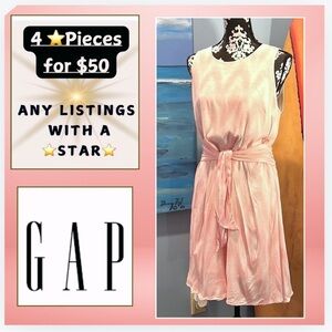 ⭐️Gap,Pink & White Chevron Dress, Large Bow,Sleeveless, Completely Lined,Large